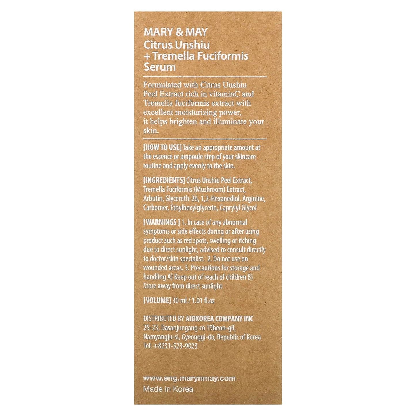 Mary & May - Sérum de Citrus unshiu y Tremella fuciformis - Skin Shine