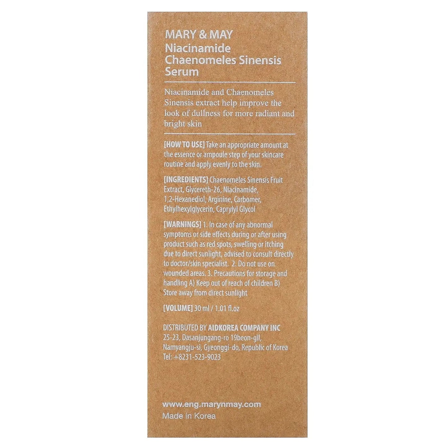 Mary&May - Niacinamide + Chaenomeles Sinensis Serum - Skin Shine