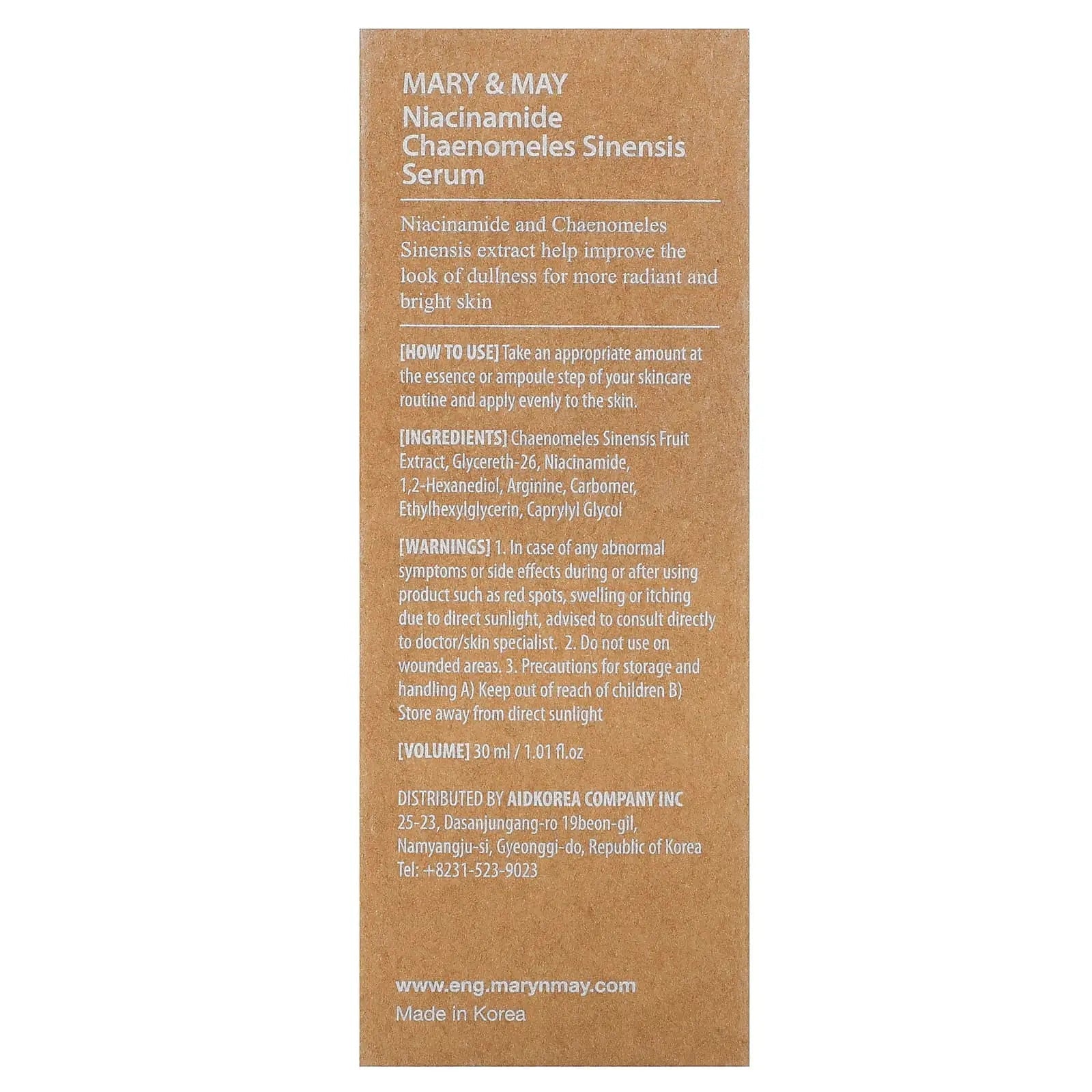 Mary&May - Niacinamide + Chaenomeles Sinensis Serum - Skin Shine